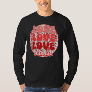 Groovy Valentine's Day Love Retro Coffee Heart Flo T-Shirt