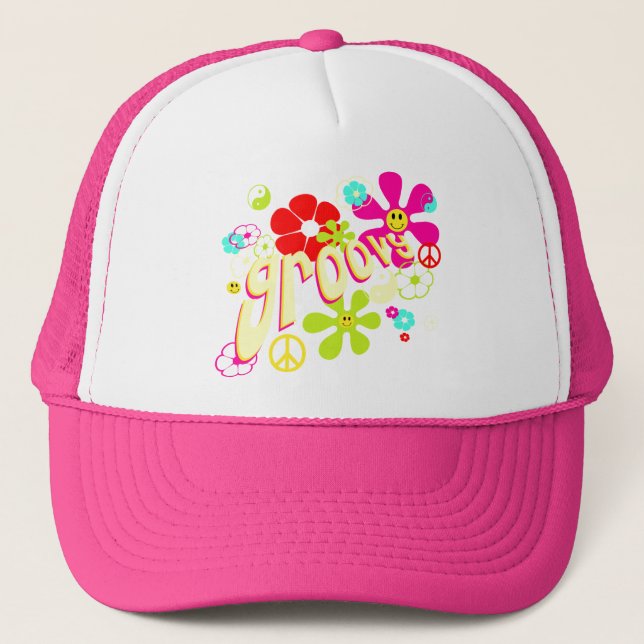 Groovy Vibe 70's Style Trucker Hat (Front)