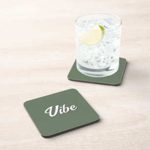 Groovy Vibe Retro Olive Green Coaster