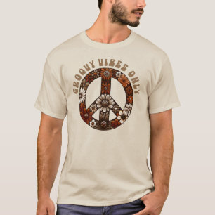 Groovy Vibes Only 70s Peace Sign T-Shirt