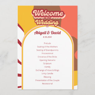 Groovy Vibes Retro Wedding Vintage Programme