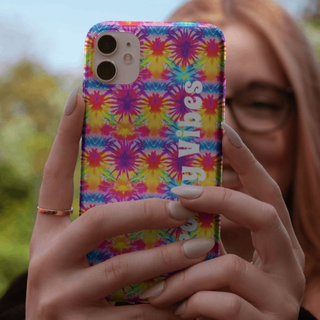 Groovy Vibes Tie Dye Customisable Case-Mate iPhone Case (Fun gift idea for tie dye lovers!)