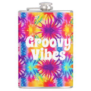 Groovy Vibes Tie Dye Customisable Hip Flask
