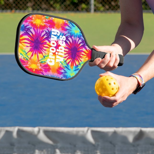 Groovy Vibes Tie Dye Customisable Pickleball Paddle (Insitu)