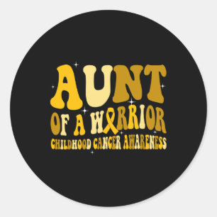 Groovy Vintage Childhood Cancer Awareness Aunt Of  Classic Round Sticker