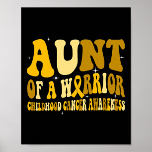 Groovy Vintage Childhood Cancer Awareness Aunt Of Poster