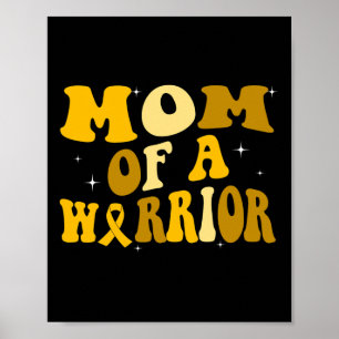 Groovy Vintage Childhood Cancer Awareness Mum Of W Poster