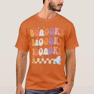 Groovy Vintage Cute Ghost Book Reading Halloween T T-Shirt