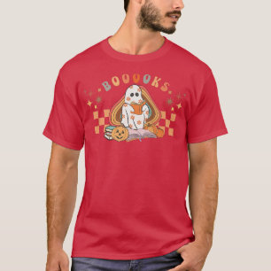 Groovy Vintage Cute Ghost Book Reading Halloween T T-Shirt