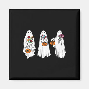 Groovy Vintage Floral Ghost Cute Halloween Spooky Magnet