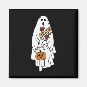 Groovy Vintage Floral Ghost Cute Halloween Spooky  Magnet