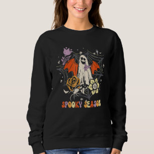 Groovy Vintage Floral Ghost Cute Halloween Spooky Sweatshirt