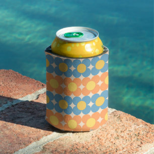 Groovy Vintage Flowers Retro Floral Can Cooler