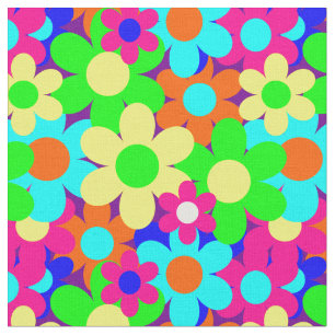 groovy vintage mod floral flowers fabric