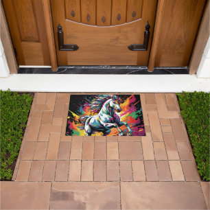 Groovy Vintage Race Horse Pop Art Doormat