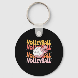 Groovy Volleyball Coquette Bow Volleyball Lover Vo Key Ring