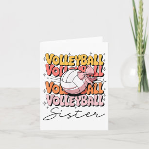 Groovy Volleyball Sister Coquette Bow Volleyball Card