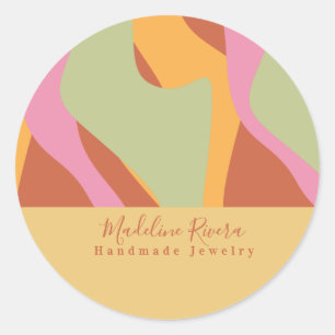 Groovy Waves Handmade Artisan Packaging Classic Round Sticker