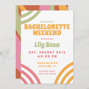 Groovy Wavy 80s Retro Bachelorette Weekend  Invitation