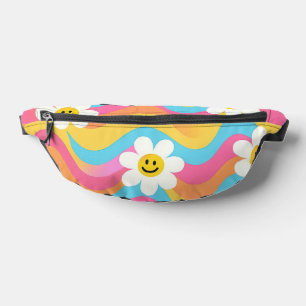 Groovy Wavy Smiley Flower Retro Bum Bags