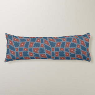 Groovy Wavy Trippy 60s Flower Checks Blue Red Body Cushion