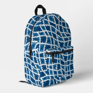 Groovy Wavy Trippy 60s Flower Checks Blues Printed Backpack