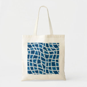 Groovy Wavy Trippy 60s Flower Checks Blues Tote Bag
