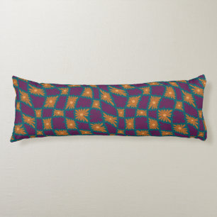 Groovy Wavy Trippy 60s Flower Checks Orange Pink Body Cushion
