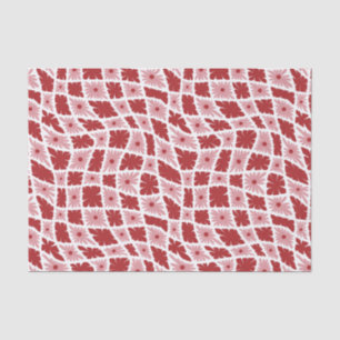 Groovy Wavy Trippy 60s Flower Checks Red Pink Tissue Paper