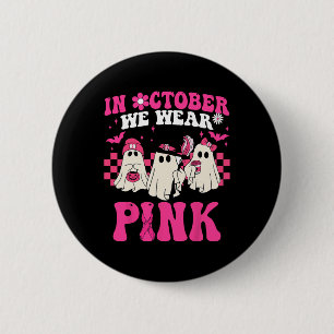 Groovy Wear Pink Breast Cancer Warrior Cute Ghost 6 Cm Round Badge