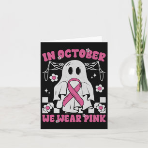 Groovy Wear Pink Breast Cancer Warrior Cute Ghost Card