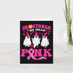 Groovy Wear Pink Breast Cancer Warrior Cute Ghost Card