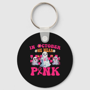 Groovy Wear Pink Breast Cancer Warrior Cute Ghost Key Ring
