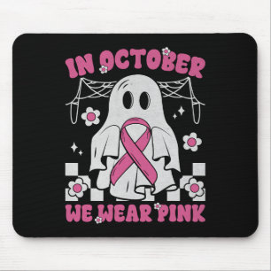 Groovy Wear Pink Breast Cancer Warrior Cute Ghost  Mouse Mat