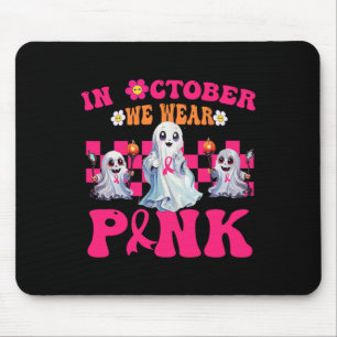 Groovy Wear Pink Breast Cancer Warrior Cute Ghost Mouse Mat