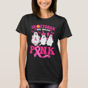Groovy Wear Pink Breast Cancer Warrior Cute Ghost  T-Shirt