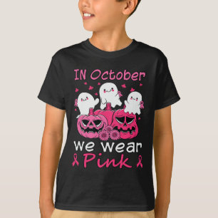 Groovy Wear Pink Breast Cancer Warrior Cute Ghost  T-Shirt