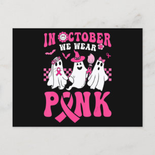 Groovy Wear Pink Breast Cancer Warrior Ghost Hallo Postcard