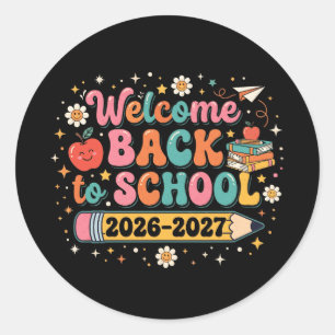 Groovy Welcome Back to School 2026-2027 Teacher Classic Round Sticker