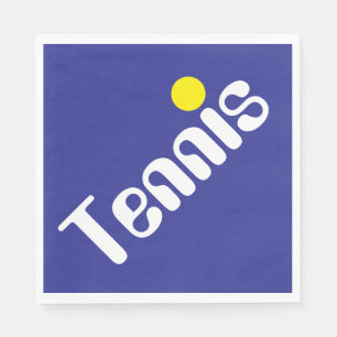 Groovy White Yellow TENNIS Text On Bold Blue Napkin