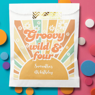 Groovy wild and four retro sun kids birthday favour bags