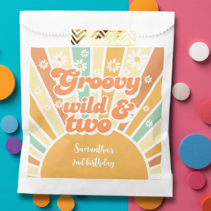 Groovy wild and two retro sun kids birthday favour bags