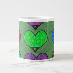 Groovy Wild Lava Hearts Large Coffee Mug
