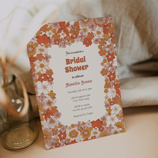 Groovy Wildflower Boho Bridal Shower Invitation (Creator Uploaded)