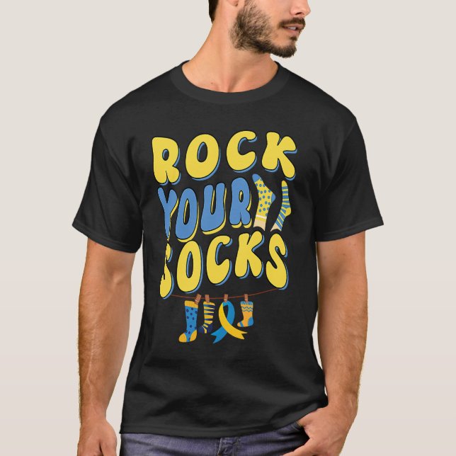 Groovy World Down Syndrome Day 2023  Rock Your Soc T-Shirt (Front)