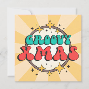 Groovy xmas holidays retroo cartoon text