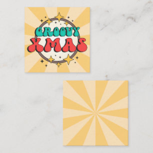 Groovy xmas holidays retroo cartoon text enclosure card