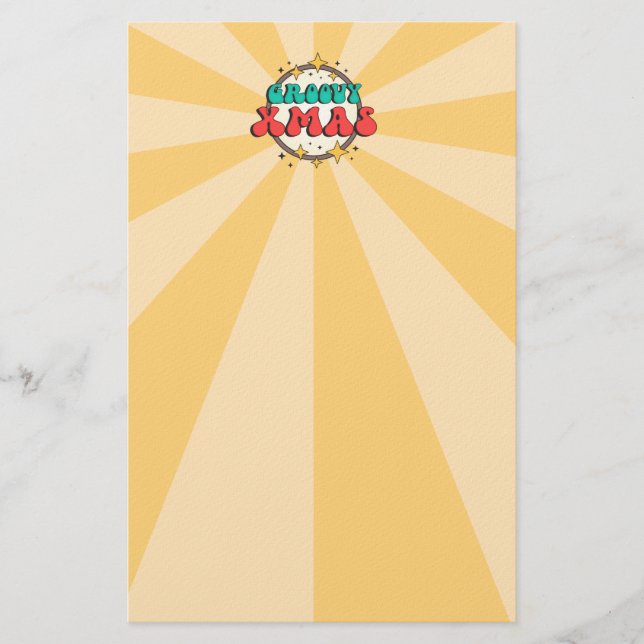 Groovy Xmas retro cartoon happy bright Stationery (Front)