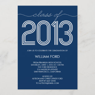 Groovy Year Graduation Invitation - Navy