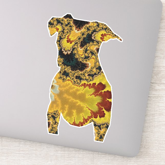 Groovy Yellow and Red Fractal Dog Silhouette (Detail)